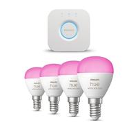 Philips Hue Starterspakket - E14 - met 4 ampoules - Wit en Gekleurd Licht - Incl. 1 Hue Bridge - Hue White and Color Ambiance