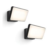 Philips Hue Welcome Lot de 2 projecteurs (Noir) - Luminaire exterieur - Lumière blanche chaude - Hue White
