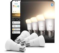 Philips Hue White Ambiance, Ampoule A60, 810lm, Pack de 4, Blanc Chaud | Ampoule Connectée, 2700K, 9.5W, Culot E27, Dimmable jusqu'à 0.2%, Bluetooth & Hue Bridge, Compatible Alexa & Google & Apple