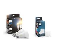Philips Hue White Ambiance, ampoule LED connectée E27 équivalent 75W, 1100 lumen & bouton télécommande Tap Dial Switch, blanc, permet le contrôle de plusieurs pièces