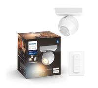 Philips Hue White Ambiance BUCKRAM Spot 1x5.5W - Blanc (télécommande incluse), compatible bluetooth, fonctionne avec Alexa, Google Assistant et Apple Homekit
