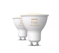 Philips Hue White ambiance GU10 - Foco Intelligent - Pack de 2 - Bluetooth/Zigbee - Blanc