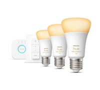Philips Hue White Ambiance Kit 3 Ampoules LED Intelligentes E27 8W Lumière Blanche Chaude à Froide + Pont Hue + Interrupteur
