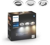 Philips Hue White Ambiance, Milliskin spots encastrés aluminium 3x5W, compatible Bluetooth, fonctionne avec Alexa, Google Assistant et Apple Homekit