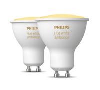 Philips Hue White Ambiance Pack 2 Ampoules LED Connectées GU10 4.3W Lumière Blanche Chaude à Froide