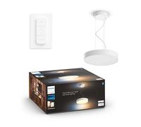 Philips Hue White Ambiance, Suspension LED Enrave, Avec Télécommande, Blanc | Éclairage Plafond Suspendu Rond, Blanc Chaud/Froid 2200-6500K, Télécommande incluse, Contrôle Vocal & App, Bluetooth