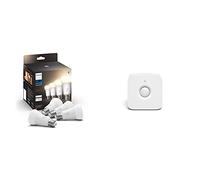 Philips Hue White, ampoule LED connectée E27, Pack de 4 & Hue Motion Sensor Détecteur de mouvement