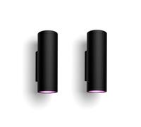 Philips Hue White and Color Ambiance Appear Applique murale LED d’extérieur connectée Pack de 2, Compatible avec Alexa, Google Assistant et Apple HomeKit, noir