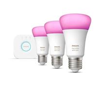 Kit de démarrage Philips Hue White and Color Ambiance 3 ampoules E27, 75W, Bluetooth, compatible avec Alexa, Google et Homekit