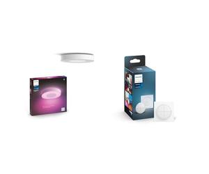 Philips Hue White and Color Ambiance Plafonnier Infuse Large, Blanc, compatible Bluetooth & bouton télécommande Tap Dial Switch, blanc, permet le contrôle de plusieurs pièces