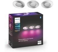 Philips Hue White and Color Ambiance Xamento Spots encastrés chrome 3x5.7W, compatible Bluetooth, fonctionne avec Alexa, Google Assistant et Apple Homekit