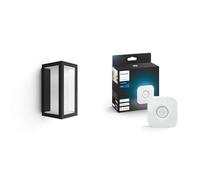 Philips Hue White & Color Ambiance Applique murale extérieurs IMPRESS, Kit de base à intensité & Bridge 2.0 : Hub Central de Contrôle d'Éclairage Intelligent, fonctionne avec Alexa