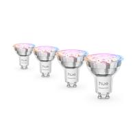 Philips Hue Essential Spot LED Connecté GU10, White and Color Ambiance, Ampoule connectée 4,7 W, 2200-6500 K, 345lm, intensité réglable, Ampoule Philips Hue compatible Alexa, Google et Apple, lot de 4