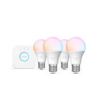 Philips Hue Essential Kit de démarrage avec Bridge + 4 ampoules connectées E27 Essential, White and Color Ambiance, 2200-6500 K, Ampoule Philips Hue compatible Alexa, Google Assistant, Apple Home