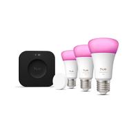 Philips Hue Kit de démarrage avec Bridge Pro + Smart Button + 3 Ampoule connectée A60 E27, White and Color Ambiance, Ampoule compatible Apple Home, Alexa, Google, Samsung SmartThings