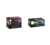 Philips Hue White & Color Ambiance LILY Kit 3 Spots 8W - Anthracite, fonctionne avec Alexa, Google Assistant et Apple Homekit & Prise en T d'exterieur basse tension