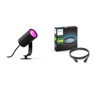 Philips Hue White & Color ambiance LILY, Spot XL 1x15W, extension, noir, fonctionne avec Alexa, Google Assistant et Apple Homekit & Outdoor Rallonge d'extérieur 2,5 m