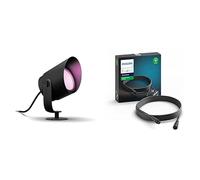 Philips Hue White & Color ambiance LILY, Spot XL 1x15W, extension, noir, fonctionne avec Alexa, Google Assistant et Apple Homekit & Hue Low Voltage, Extension Cable 5m