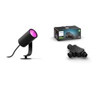 Philips Hue White & Color ambiance LILY, Spot XL 1x15W, extension, noir, fonctionne avec Alexa, Google Assistant et Apple Homekit & Hue Prise en T d'exterieur basse tension