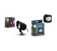 Philips Hue White & Color ambiance LILY, Spot XL 1x15W, extension, noir, fonctionne avec Alexa, Google Assistant et Apple Homekit & Outdoor Sensor, Détecteur de mouvement extérieur, sans fil, noir
