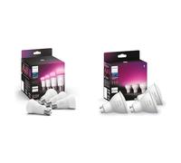 Philips Hue White & Color Ambiance - Pack de 4 ampoules connectées LED E27 60W, 800 lumens & White & Color Ambiance GU10 - Pack de 3 Ampoules Connectées GU10 4.3W, Bluetooth