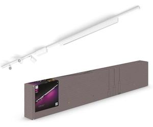 Philips Hue White &Color Ambiance, Plafonnier Perifo 3 Spots + Tube, Blanc | Spots Orientables, 490lm, Tube gradient 1840lm, 2700K, Rails 1m & 1.5m, Contrôle Vocal App, Alexa Google & HomeKit, Bluetooth