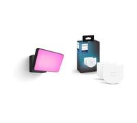 Philips Hue White & Color Ambiance Projecteur Extérieur DISCOVER Aluminium Noir & Module d'interrupteur mural, Pack de 2, Blanc, fonctionne avec Alexa