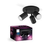 Philips Hue White & Color Ambiance, Spot Fugato +Ampoule, Kit de 3, Noir | Spots plafond avec ampoules GU10 incluses, 350lm, LED RGBW Blanc & Couleurs, Contrôle Vocal & via App, Alexa, Apple Home