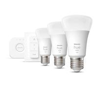 Philips Kit de démarrage Hue White – 3 ampoules LED connectées 9,5W E27 + télécommande Hue