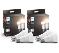 Philips Hue White, Pack de 4 ampoules connectées LED E27 75W, 1100 lumens, contrôle Bluetooth - compatible avec Alexa, Google Assistant et Apple Homekit, ancienne génération