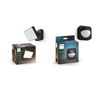 Philips Hue White Projecteur Extérieur Welcome Aluminium Noir + Hue Détecteur de Mouvement Extérieur Noir