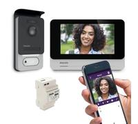 Philips Kit Visiophone Connecté WelcomeEye Connect 2, Moniteur Tactile 7", Platine RFID, Transformateur DIN 230V, App Smartphone, Vision Nocturne 130°
