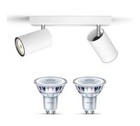 Philips Kosipo Spot en saillie (Blanc) - Lumière blanche chaude - Spot en saillie avec 2 point lumineux - GU10 - Non dimmable