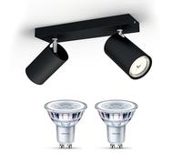 Philips Kosipo Spot en saillie (Noir) - Lumière blanche chaude - Spot en saillie avec 2 point lumineux - GU10 - Non dimmable