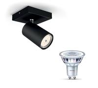 Philips Kosipo Spot en saillie (Noir) - Lumière blanche chaude - Spot mural ou Spot en saillie avec 1 point lumineux - GU10 - Non dimmable