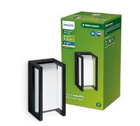 Philips Kyrie, Applique d'extérieur, 12 W, lumière blanc chaud 2 700 K, noire, résistante aux intempéries IP44