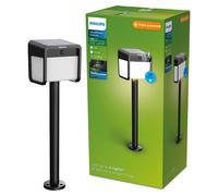 Philips Borne extérieure Ezra – UltraEfficient avec capteur, 3000 K, 250/25 lm, Noir
