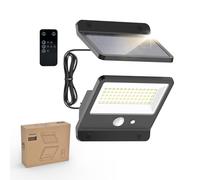 Philips Lampe de sécurité solaire d'extérieur LED 6500K, projecteur mural étanche à énergie solaire avec capteur de mouvement PIR, Télécommande avec câble de 5 mètres, étanche IP65, 3 modes