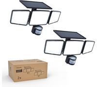 Philips Lampe de sécurité solaire Extérieur 302 LED 1200 lm, projecteur mural étanche à énergie solaire avec détecteur de mouvement PIR, 3 têtes, étanche IP65, 3 modes