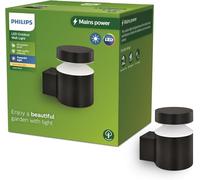 Philips Laven up, Applique murale d'extérieur, 6W, lumière blanc froid 4000K, noire, IP44 résistante aux intempéries