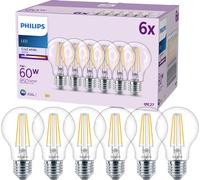Philips LED 9290018150 LED CEE E (A - G) E27 forme de poire 7 W = 60 W blanc neutre (Ø x L) 60 mm x 106 mm à filament 6 pc(s)