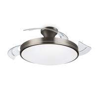 Philips LED Atlas Ventilateur de plafond 28 W, 35 W (Ø x H) 490 mm x 418 mm nickel avec éclairage, minuteur