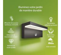 Philips LED Bustan UltraEfficient Applique murale 3.8W 2700K Anthracite HV avec détecteur de mouvement, lot de deux
