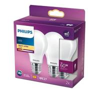 Philips Ampoule LEDclassic A60 E27 7W 2700K Blanc chaud Non-dimmable Pack de 2