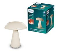 Philips LED Lampe de Table sans Fil Style Champignon, 150 lm, Batterie Rechargeable 1800 mAh, Luminosité Fiable, Design Minimaliste, Lumière Blanche Sélectionnable, Variation Tactile de l'Intensité