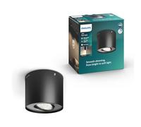 Philips LED, Luminaire LED Plafond en Spot, 1 Spot, 500lm, Noir | Éclairage pour plafond, Forme de Spot, Intensité réglable 10-100%, 6.5W, 2700K Blanc Chaud, Design Élégant et Minimaliste