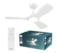 Philips Plafonnier Olas avec ventilateur, 30 W (ventilateur) + 24 W (éclairage), Ventilateur domestique à hélice, Blanc, Plafonnier, Métal, IP20, I
