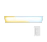 Philips LED, Panneau LED Superslim +Télécommande, 100x25cm, Blanc | Éclairage plafond LED Blanc, IP20, Gradation WarmGlow 2200-6500K, Dimmable jusqu'à 1% Design Extra Plat, Télécommande incluse