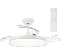 Philips LED, Plafonnier Ventilateur Rétractable Solr, 106 cm, Blanc | Éclairage Plafond LED, 4500lm, Blanc 3000-6500K, Avec Télécommande, Ventilateur 6 Vitesses, 2 directions, Flux 150 m³/min