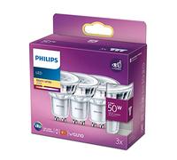 Ampoules LED GU10 Philips - Pack de 3 - 50W - Blanc chaud - Éclairage intérieur